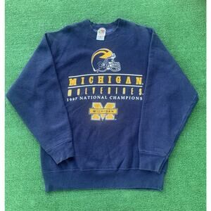 VTG Michigan Wolverines Champions Sweatshirt Mens L Blue 1997 90s Crew Neck USA